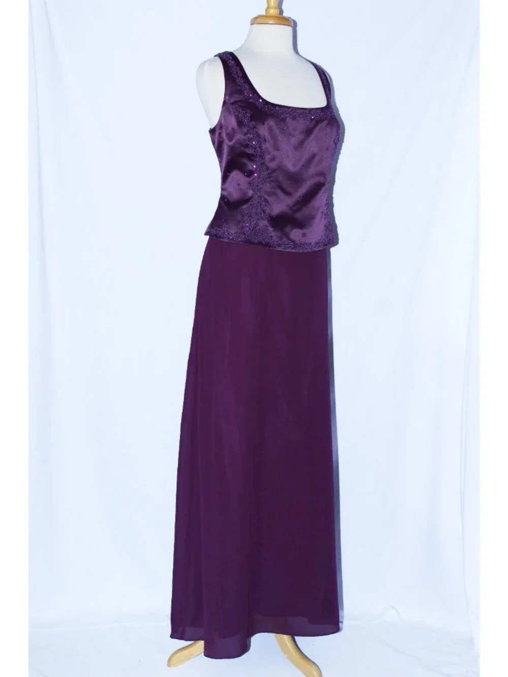 Rebecca #1353 Satin & Chiffon Mother of Bride or Groom Dress-Size 3X-PLUM-NWT - Picture 4 of 5